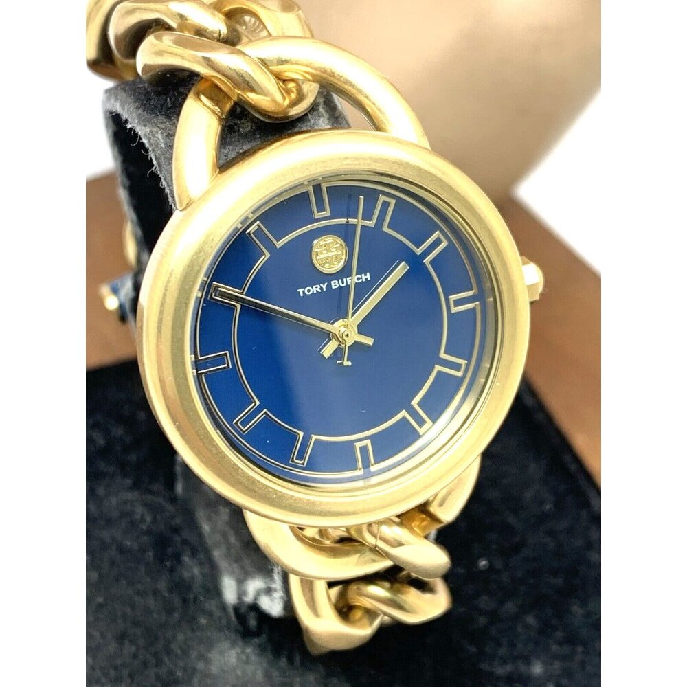 Tory Burch Women's Watch TBW7212 Ravello Quartz Blue Dial Gold Chain Steel 32mm